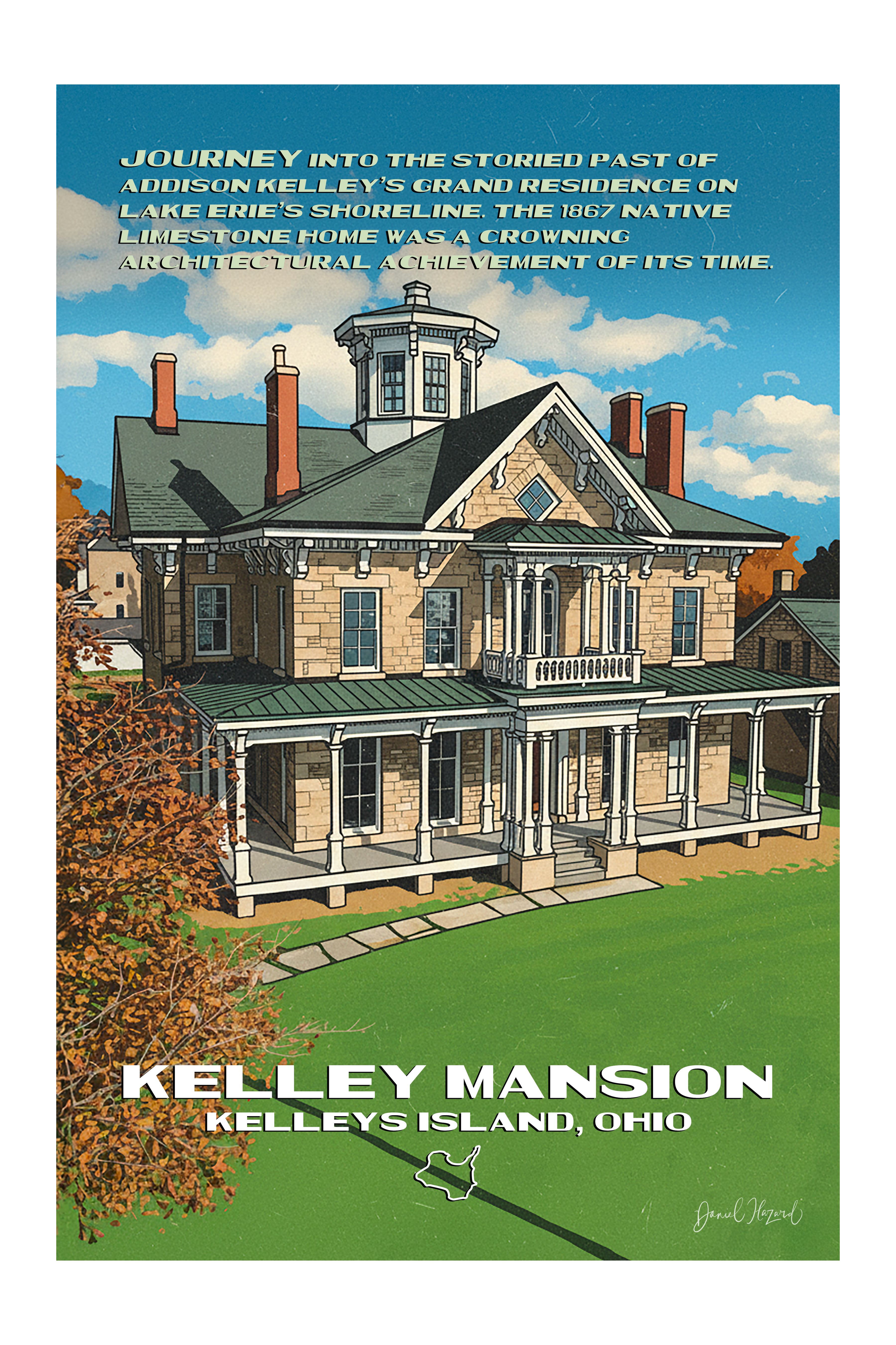 Vintage Style Kelleys Island Posters w/captions - 1930's Art Deco Style 16" x 24" - CLICK HERE TO SEE ALL 21 DIFFERENT IMAGES